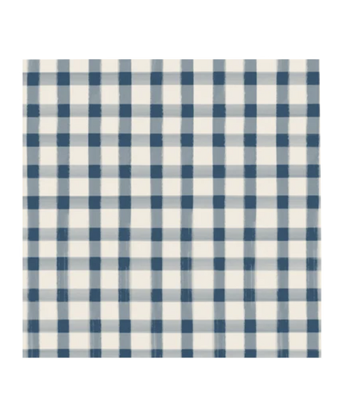 Navy Painted Check Cocktail Napkins