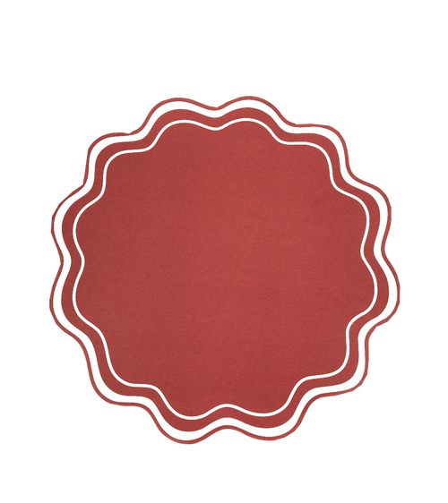 Red Wavy Scallop Paper Placemats