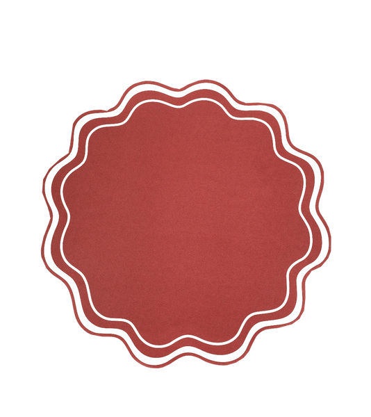 Red Wavy Scallop Paper Placemats