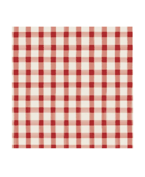 Red Painted Check Cocktail Napkins