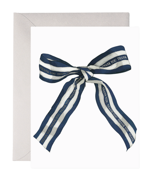 Big Navy Striped Bow Thank You