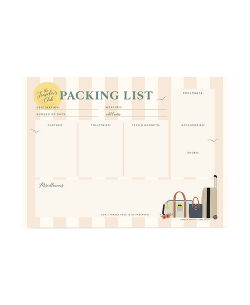 Traveler's Packing List Notepad