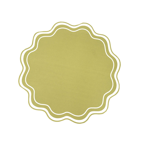 Green Wavy Scallop Paper Placemats