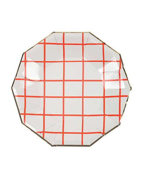 Grid Plates - Neon Coral