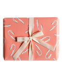 Coral Candy Cane Gift Wrap